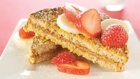Honey Bunches of Oats cinnamon strawberry stuffed french toast recipe