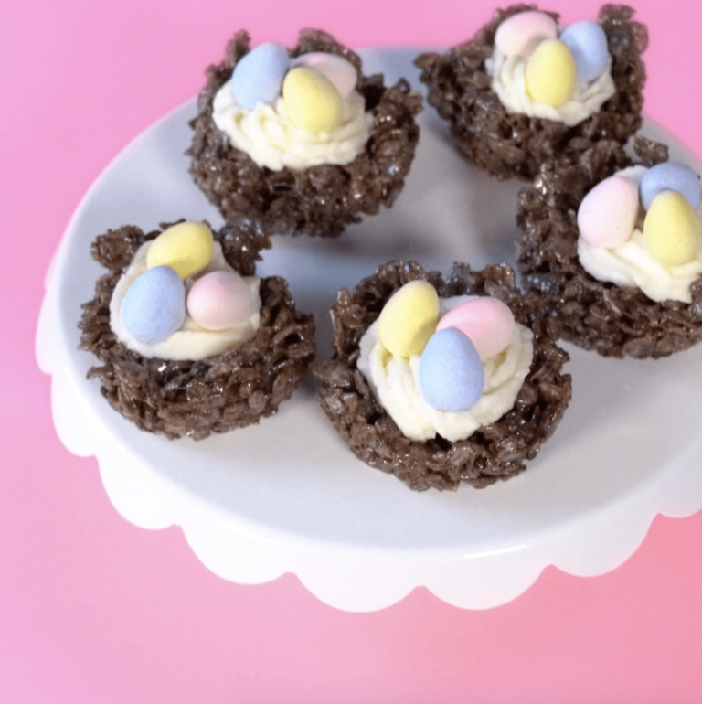 Cocoa PEBBLES™ cereal spring nests recipe