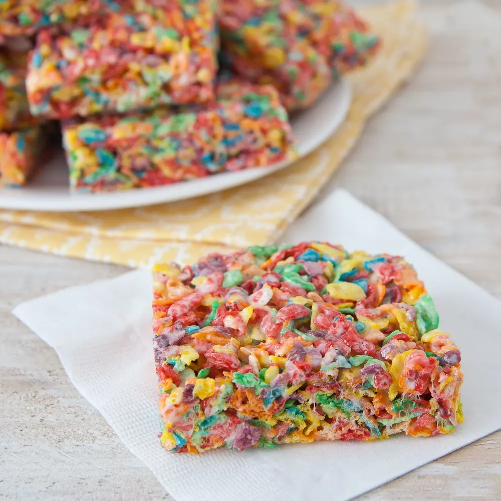 Fruity PEBBLES marshmallow crispy treats recipe