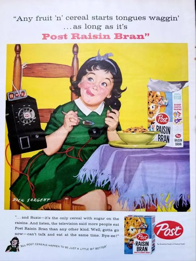 Post Raisin Bran cereal ad from 1942