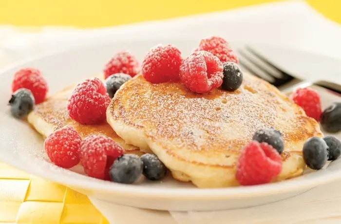 Blueberry pancakes recipe made with Great Grains cereal