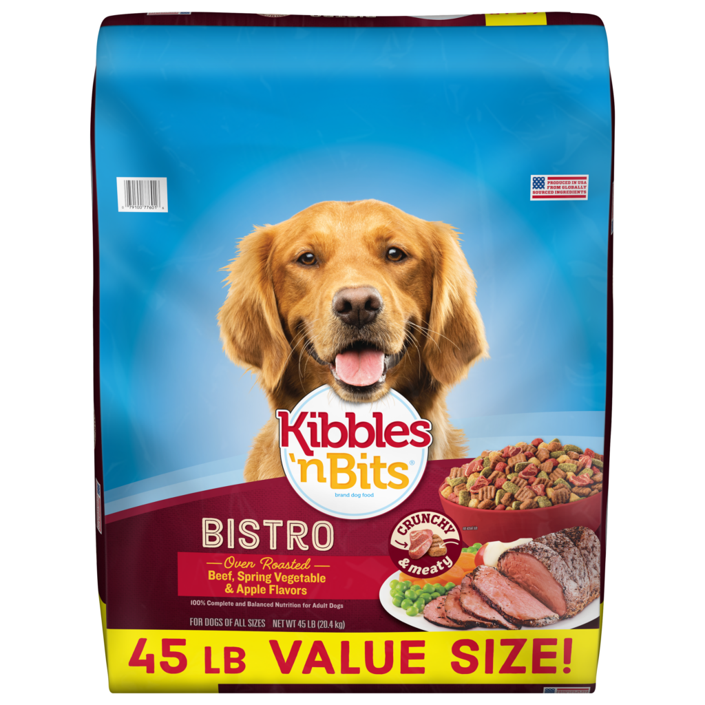 Kibbles'n Bits Beef Veg Apple Bistro Dry Dog Food 45LB